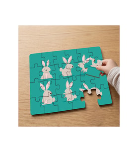 Sevimli Tavşanlar Tasarımlı 24 Parça Ahşap Çocuk Puzzle MPK1063