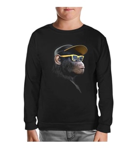 Goril - Gözlük Siyah Çocuk Sweatshirt