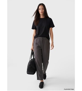 LCWAIKIKI Classic Gri Beli Lastikli Kadın %100 Keten Pantolon