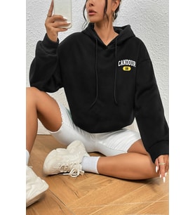 Candour Baskılı Oversize Sweatshirt (Siyah)