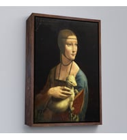 Çerçeveli Ermine Leonardo Da Vinci'nın Kakımlı Kadın Eseri Kanvas Tablo / The Lady with Bangs (Kahverengi)