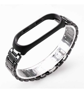 Xiaomi Mi Band 3 Kordon Parlak Metal 21 Kordon (Siyah)