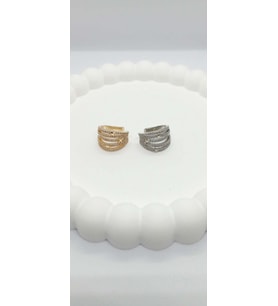 Gold Renk Çoklu Görünüm Taş ve X Detaylı Earcuff