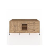 Kronos Konsol 4 Raflı 7 Çekmeceli 2 Kapaklı 220x59x99 Çam-Çam/Çam