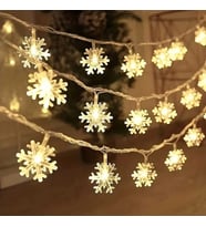 10 Metre 60 LED Kar Tanesi Işık Zinciri 4 cm Büyük Kristal Taneli Gün Işığı Yılbaşı ve Dekorasyon İçin Muhteşem Ambiyans (Sarı-Ekru)