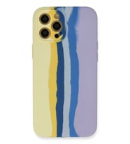 Newface Apple iPhone 12 Pro Max Kılıf Ebruli Lansman Silikon - Sarı-Lila