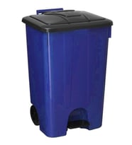 Omnipazar SY-4265 Mavi 85 lt Köşeli Pedallı Tekerlekli Çöp Kovası