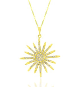 Söğütlü Silver Gümüş altın yaldızlı zirkon taşlı sunlight kolye
