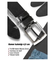 %100 Hakiki Deri Erkek Kot Kemeri 4.5 Cm Manda Derisi Siyah Hediyelik Kemer Çeyizlik Kemer
