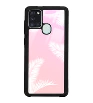 Samsung A21s Uyumlu Beyaz Palmiye Tasarımlı Glossy Telefon Kılıfı