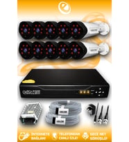ELITCAM 10 Kameralı Uzay 10 Dış Kamera Set HDD'siz Full HD Gece Görüşlü Güvenlik Kamerası Sistemi