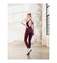 Busan Mürdüm Rengi Spor Tayt Tulum
