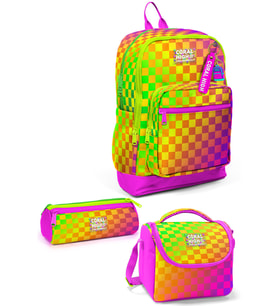 Coral High Kids Neon Renkli Dama Desenli 3’lü Okul Çanta Seti SET0133203