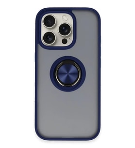 iPhone 16 Pro Kılıf Montreal Yüzüklü Silikon Kapak - Lacivert