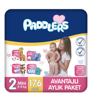 Paddlers Bebek Bezi 2 Numara Mini (3-6 Kg) 176 Adet – Aylık Paket