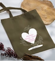 BK Gift Kişiye Özel İsimli Anneler Günü Tasarımlı Haki Kumaş Bez Çanta, Baskılı Omuz Çantası, Alışveriş Çantası, Anneler Günü Hediyesi, Anneye Hediye-2