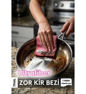 İthal Ultrafiber Zor Kir Bezi, Ovma Bezi, Tezgah Bezi Pembe Renk Bez 40x40 cm - 300 Gsm