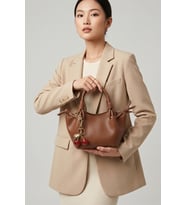 Cherry Charmlı Model Küçük Boy Deri Kadın El ve Omuz Çantası