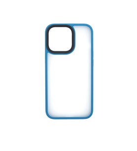 iPhone 13 Pro Kılıf Kenarları Renkli Arkası Mat Kılıf (Mavi)