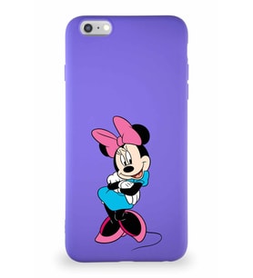 Apple iPhone 6 Plus Soft Premier Kapak Minnie Mouse-D Tasarımlı Silikon Kılıf - Mor (Şeffaf)