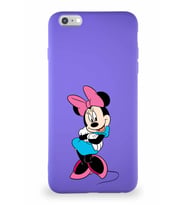 Apple iPhone 6 Plus Soft Premier Kapak Minnie Mouse-D Tasarımlı Silikon Kılıf - Mor (Şeffaf)