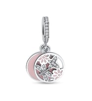 Nur Silver Sallantılı Pembe Kelebek Gümüş Charm NUR-BL07705