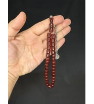 TOZ KEHRİBAR TESBİH KAHVERENGİ RENKLİ KAPSÜL KESİM 9MMX9MM T-588 (Çok Renkli)