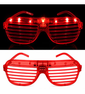 LED Işıklı Panjur Parti Gözlüğü Kırmızı Renk Shutter Gözlük