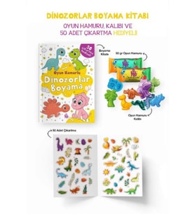 Dinozorlar Boyama Kitabı - Oyun Hamurlu - 3 Yaş +