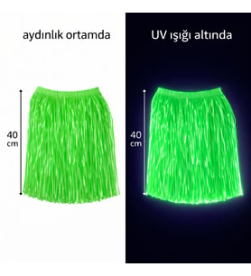 Neon Yeşil Hawaii Parti Eteği 40 cm