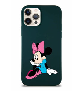 Apple iPhone 12 Pro Soft Premier Kapak Minnie Mouse-E Tasarımlı Silikon Kılıf - Yeşil (Şeffaf)