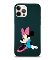 Apple iPhone 12 Pro Soft Premier Kapak Minnie Mouse-E Tasarımlı Silikon Kılıf - Yeşil (Şeffaf)