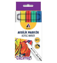 Adel Akrilik Markör Kalem Seti Yuvarlak Uç 5li 2mm