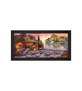 Manzara Temalı Kanvas Tablo 80 x 110 cm Siyah Çerçeve