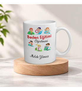 Kişiye Özel İsimli Beden Eğitimi Öğretmeni Temalı Kupa Bardak