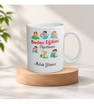 Kişiye Özel İsimli Beden Eğitimi Öğretmeni Temalı Kupa Bardak