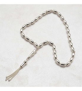 Düz Oval Gümüş Tesbih 5mm