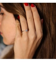 925 Ayar Gümüş 0,60 ct Görünümlü Tektaş Yüzük