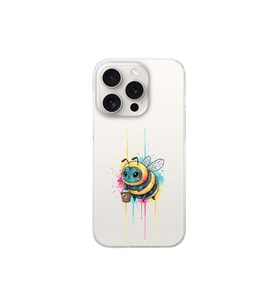 iPhone 15 Pro ile uyumlu Splash arı tasarımlı şeffaf silikon kılıf