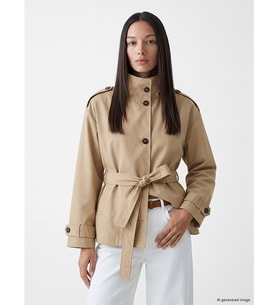 LC WAIKIKI Bej Kuşaklı Oversize Kadın Trençkot