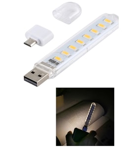 Portatif LED Kitap ve Çalışma Masası Lambası, USB Girişli, 8 Ledli (Krem)