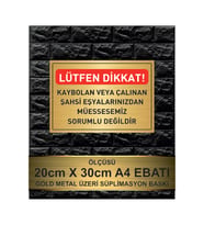KAYBOLAN EŞYA YAZILI GOLD  METAL BASKILI LEVHA ( 20 X 7 CM )