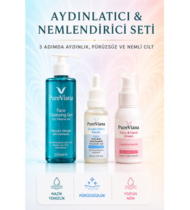 PureViana Aydınlatıcı & Nemlendirici Cilt Bakım Seti – 3’lü – Temizleme, Serum, Nemlendirici