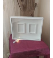 40x50 Cm Beyaz Çift Fotoğraf Bölümlü Çerçeve! İsimsiz+Ledli! Gül Anı Çerçevesi