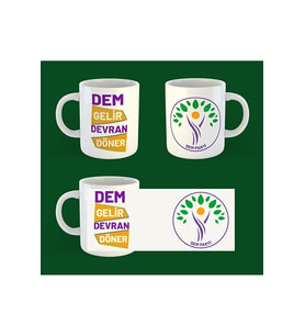 DEM Parti Tasarımlı Porselen Kupa Bardak - DEM Gelir Devran Döner - DEM Parti  Kupası (Beyaz)