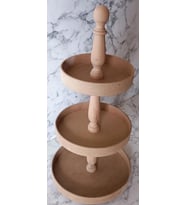 Hobi Adn 90196 3 KAT Sunumluk Set Çerez Meyve Pasta Ahşap MDF Kayın HAM El Yapım