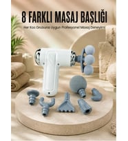 Çok Fonksiyonlu Masaj Tabancası Spor Sonrası Kas Rahatlatıcı 8 Başlıklı Masaj Cihazı