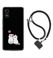 TCL 303 Kılıf Silikon Boyun Askılı İpli Desenli Silikon Love Cats 1690