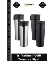 #Termos Isı Korumalı Vakumlu Sızdırmaz Paslanmaz Mat Kamp Ofis Spor Şık Çelik Termos Siyah