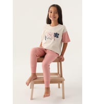 U.S. Polo Assn.1809 Lisanslı Rose Bej Kız Çocuk Pijama Takımı